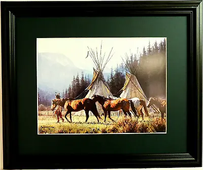 American Indian Picture Western   A New Day   Martin Grelle Matted Framed 13x16 • $62.95