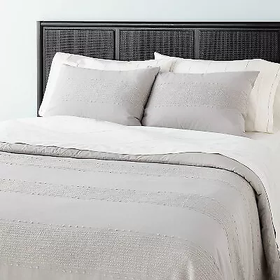 3pc Full/Queen Slub Center Strip Comforter Set Jet Gray - Hearth & Hand With • $34.99