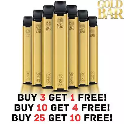 Luxury Gold Bar Disposable Vape Pen 20mg Nic Salt 600 Puffs Ecig Bars Pod Kit • £4.94