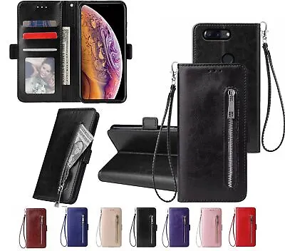 $9.50 • Buy Oneplus 5T Pu Leather Wallet Case With Card Front Zip Side Magnet Closure