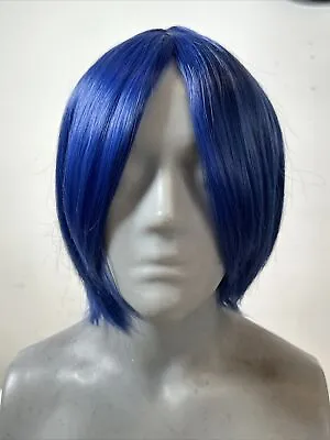 Synthetic Short Blue Bob Wig Cosplay Fancy Dress • £3