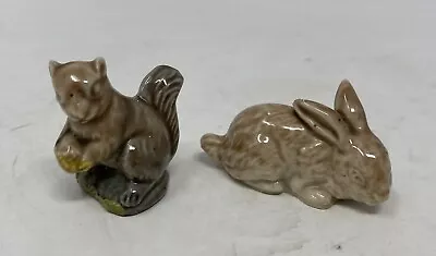 Wade England Ceramic Whimsies Figurines Rabbit Squirrel Bundle X 2 Ornament Cute • £2.49