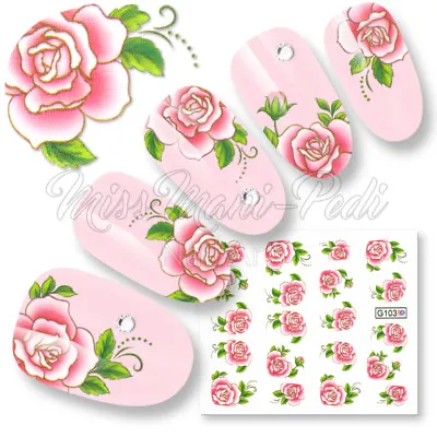 £2.15 • Buy Pink Rose Nail Stickers, Water Decals, Nail Decals, Transfers, Roses Bridal G103