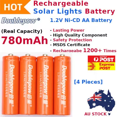 Rechargeable Solar Lights Battery 1.2V Ni-CD AA 780mAh 1200+ Recharge Cycles AU • $12.99