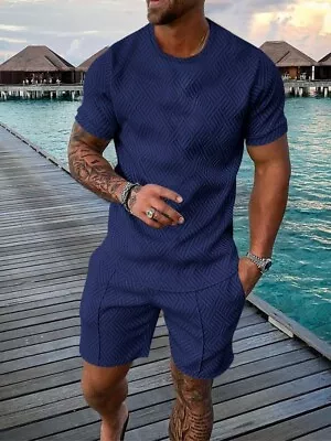 Mens Summer Outfit Sweat Suit 2-Piece Set Casual Jogging T Shirts And Shorts Set • $21.42