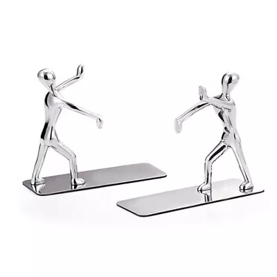 Fashion Cool Metal Stainless Steel Zinc Alloy Human Shaped Bookend Bookshelf • $69.22