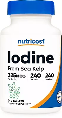 Nutricost Iodine (Natural Iodine From Sea Kelp) 325mcg 240 Tablets • $11.98