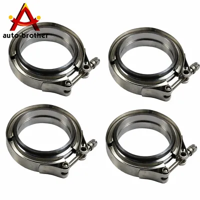 $45.97 • Buy 4Pc V-Band Flange & Clamp Kit 3  With Ridge Exhaust Downpipe Stainless