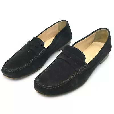 J Crew Black Suede Penny Loafers Soft Made In Italy Size 8 • $25.88