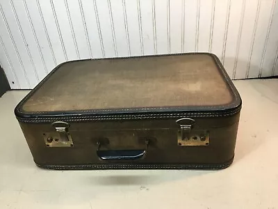 Tweed  1900s Wood Suit Case Carpet Bagger Suit Case 20.5in Train Car Baggage • $85.50