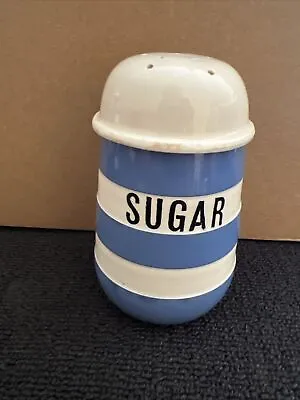 T G GREEN & CO CORNISH WARE SUGAR SHAKER WITH GREEN Blue And White Nice! • $49.99