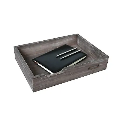 Brown Wood Desktop Office File Document Tray W/ Label Holder Magazine Tray • $27.99
