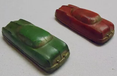 2 Vintage Auburn Rubber Futuristic Sedans Red And Green 1940's Originals  • $12.99