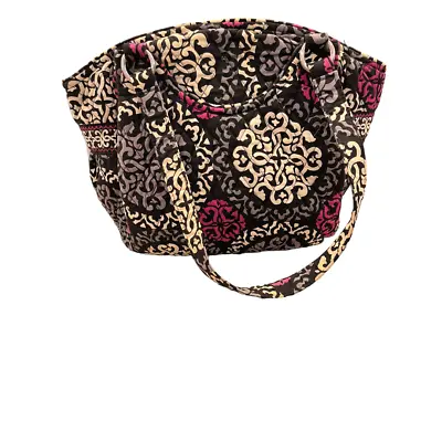 Vera Bradley Quilted Bag Black Gray Pink Canterbury Design 2 Strap Bag • $21.21