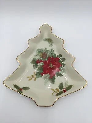 Vintage Mikasa “Holiday Bloom” Christmas Tree Candy Dish Never Used Condition • $20