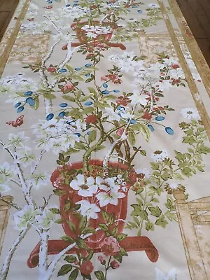 Vintage 'Chinaberry Tree' By Greeff For Warner Cotton Fabric Oriental Per M • £20.17