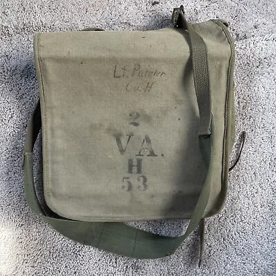 WW1 US Army Officer's Private Purchase Shoulder Bag--Named/Unit Marked VA. H 53 • $35