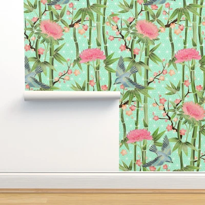 £34.84 • Buy Peel-and-Stick Removable Wallpaper Flowers & Birds Traditional Japanese Garden
