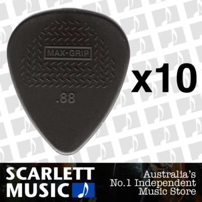 $7.20 • Buy 10 X Jim Dunlop Max Grip Nylon 0.88mm .88 Gauge Grey Guitar Picks *TEN PICKS*