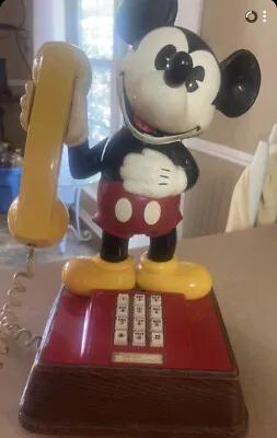 Vintage Mickey Mouse Touch Button Tone Telephone Yellow Handset • $225