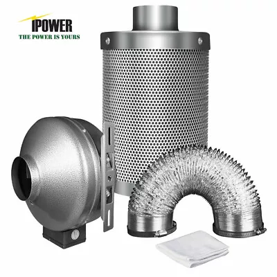 IPower 4'' 6'' 8'' Inline Fan Exhaust Blower Ducting Air Carbon Filter Fan Combo • $85.99