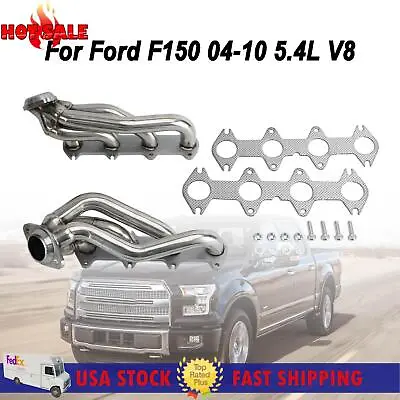 Stainless Exhaust Manifold Shorty Headers Performance Fit Ford F150 04-10 5.4 V8 • $132.67