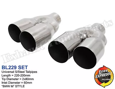 Exhaust Quad Tips Dual Tips Set Tailpipe Trims Round 2x80mm 3.15” BMW M Style • $217.57