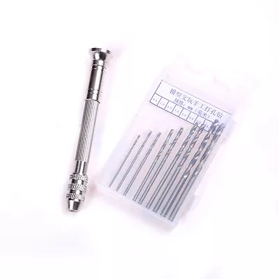 Mini Micro Aluminum Hand Drill With Keyless Chuck +10x Twist Drills Rotary N__- • $7.75