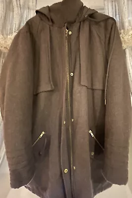 $40 • Buy Asos 18 Khaki Gold Metalware Wool Blend Coat