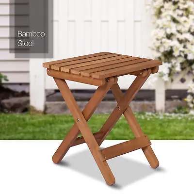 14  Wooden Foldable Outdoor Stool Collapsible Camping Seat Portable Garden Chair • £38.56