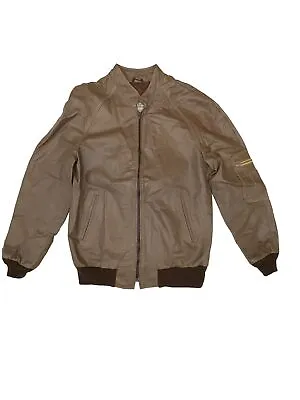 Vintage Sears The Leather Shop Taupe Leather Jacket XT 44 1970s Arm Pocket! • $35.99