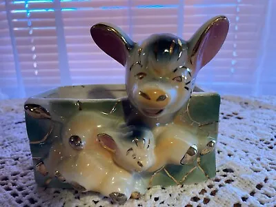 Vintage Cow With Calves Gold Trim Planter • $24.95