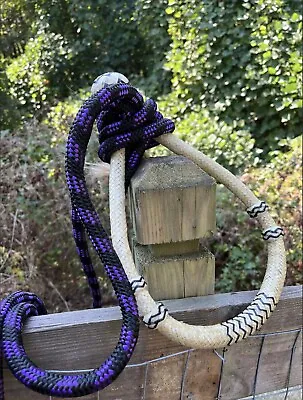 Natural Rawhide Bosal PURPLE Nylon Mecate With Hair Tassel For Bitless Hackamore • $49.95