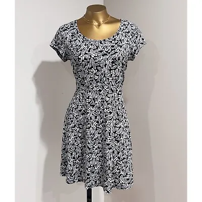 Michael Kors Women's Black & White Floral Print Fit & Flare Dress Size PM • $25