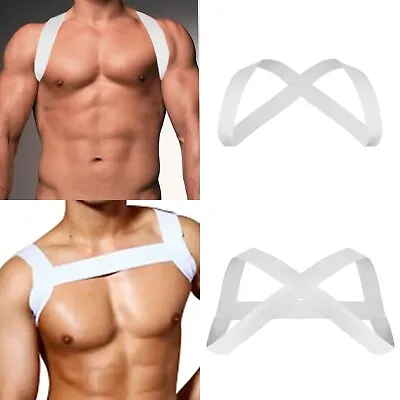 2 Styles Men Male Body Chest Harness Gay Push Up Strap White Elastic Club Gym • £8.99