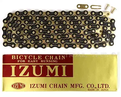 Izumi Jet Black Gold 1/2 X 1/8 116L BMX Track Fixed Gear Single-Speed Bike Chain • $20.25