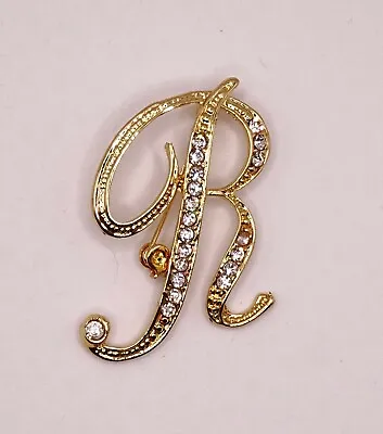 £4.80 • Buy Diamante Gold Initial Letter R Fashion Brooch Pin Brand New FREE P&P