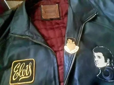 ELVIS  PRESLEY  LEATHER   JACKET  XL  Gorgeous  EXCELLENT W RED VELVET  • $229