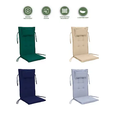 Outdoor High Back Luxury Chair Cushion Deck Patio Water Resistant Garden Pads • £24.97