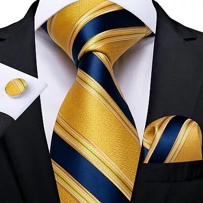 USA Men's Necktie Tie Silk Paisley Striped Solid Hanky Cufflinks Set Wedding • $11.38