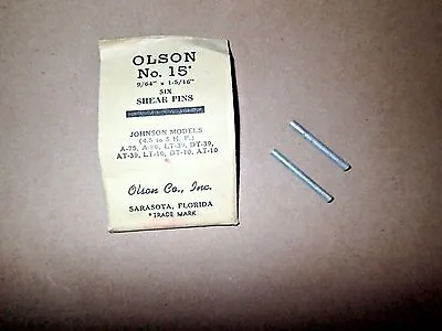 (2) Vintage Olson No. 15   9/64  X 1-5/16   Boat Motor Shear Pin Set.  • $8.95