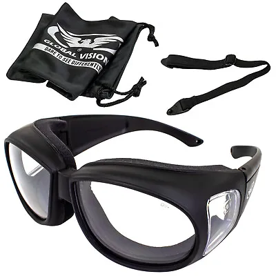 TRANSITION PHOTOCHROMIC Motorcycle Sunglasses FIT OVER RX GLASSES CLEAR TO SMOKE • $34.95