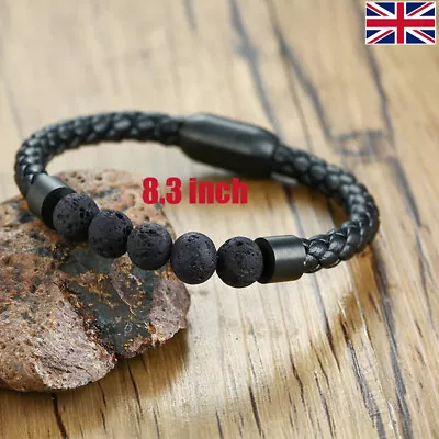 UK Natural Lava Stone Gemstone Bead Chakra Bracelet Reiki Healing Anxiety Stress • £4.29