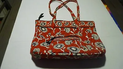 Vera Bradley Deco Daisy  Shoulder Bag Purse Tote Red Quilted Flowers • $12.99