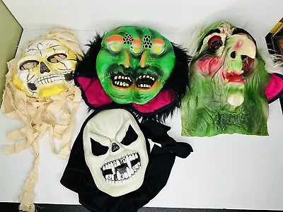 Vintage Halloween Mask Lot Fun World Easter Unlimited Vinyl Monster Skull Witch • $49.99