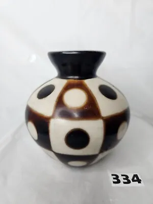 Peru Pottery Vase Signed 6  X6   Geometric Black Brown Light  • $22.50