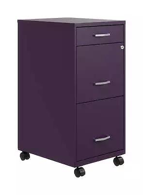  18  Deep 3 Drawer Mobile Letter Width Vertical File Cabinet Midnight Purple • $128.15
