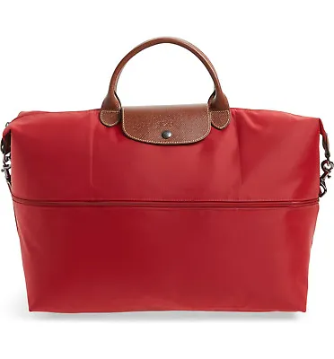 NWT Longchamp Le Pliage Expandable Travel Duffle Crossbody 1911089 RED AUTHENTIC • $239.25