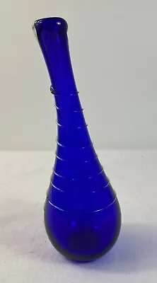 Vintage Verrerie Hand Blown Cobalt Blue Glass Bud Vase Signed • $89
