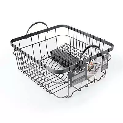 BHG Metal Dish Rack With Caddy Antique Gray • $27.48